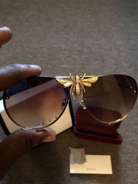 gucci glasses bumblebee|Gucci sunglasses with bumble bee.